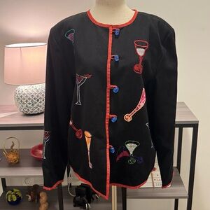 Vintage 1990s Daniel K Embroidered Cocktail Glass Jacket – Size Large